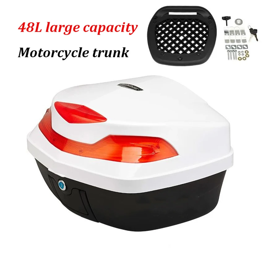 Universal 48L Motorcycle Rear Trunk Scooter Top Box Cargo Storage Top Case Vehicle Luggage Tailbox with Secure Latch
Universal 48L Motorcycle Rear Trunk Scooter Top Box Cargo Storage Top Case Vehicle Luggage Tailbox with Secure Latch