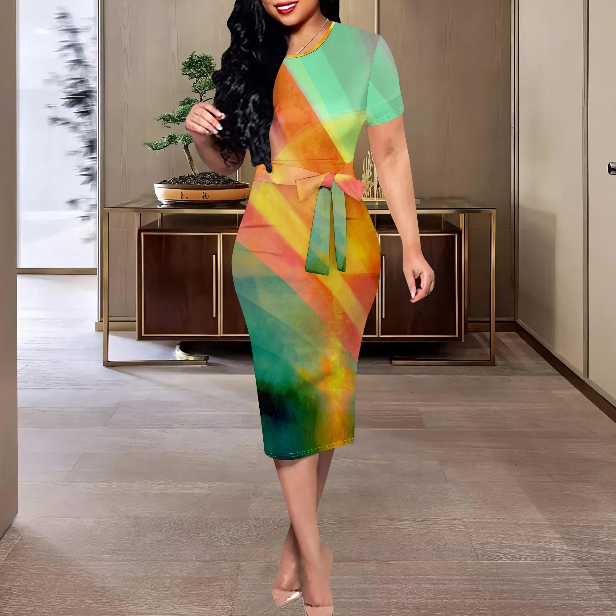 Rainbow Colorblock Midi Dress XS-3XL Short Sleeve Belted Style for Summer Streetwear, Pride Month or Art Festival Look
Rainbow Colorblock Midi Dress XS-3XL Short Sleeve Belted Style for Summer Streetwear, Pride Month or Art Festival Look