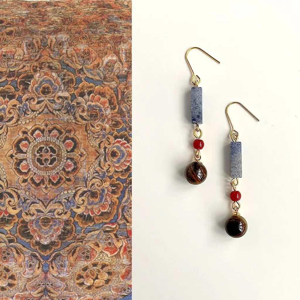 1 Pair Handmade Natural Stone Earrings Vintage Tiger's Eye Studs Bohemian Chinese Style Artistic Retro Jewelry
1 Pair Handmade Natural Stone Earrings Vintage Tiger's Eye Studs Bohemian Chinese Style Artistic Retro Jewelry