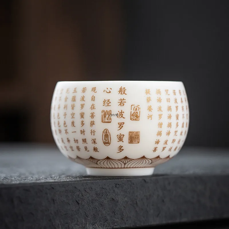 Yangzhi Jade Hundred Blessings Heart Sutra Tea Cup White Porcelain Gift Tea Cup Tea Bowl Kung Fu Tea Set Personal Cup Master Cup
Yangzhi Jade Hundred Blessings Heart Sutra Tea Cup White Porcelain Gift Tea Cup Tea Bowl Kung Fu Tea Set Personal Cup Master Cup
