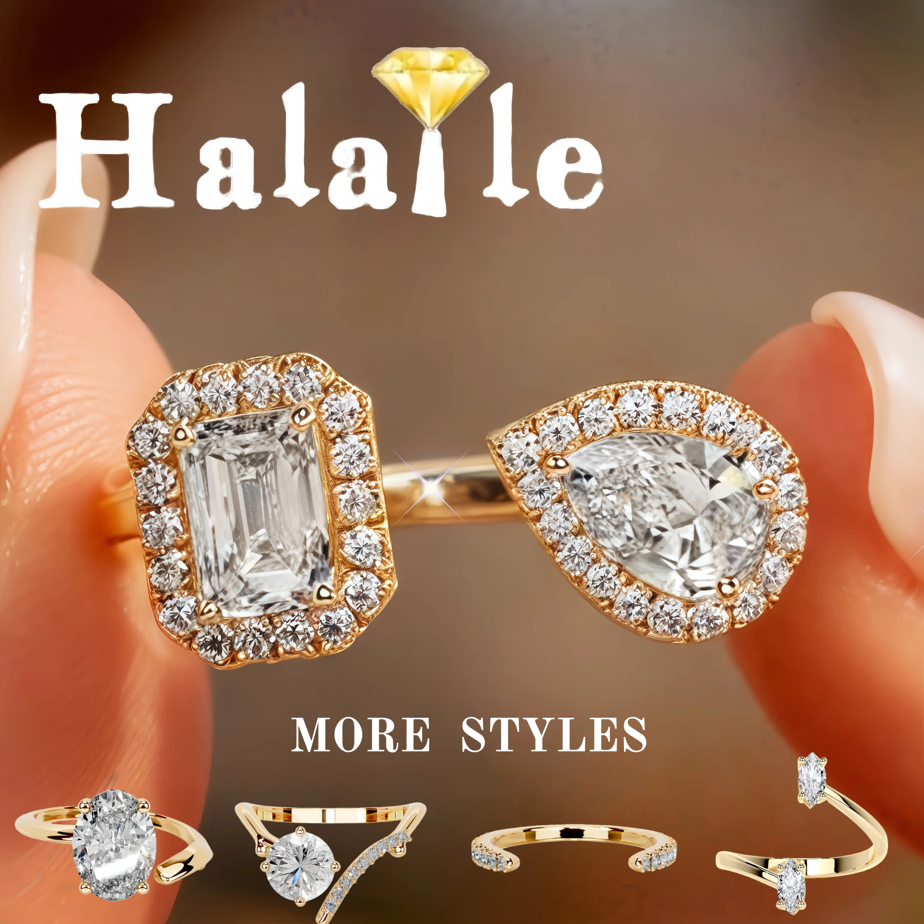 Halaile 100% S925 Sterling Silver All Moissanite Diamond Open Ring For Women Light Luxury Fashion Sparkling Fine Jewelry Party
Halaile 100% S925 Sterling Silver All Moissanite Diamond Open Ring For Women Light Luxury Fashion Sparkling Fine Jewelry Party