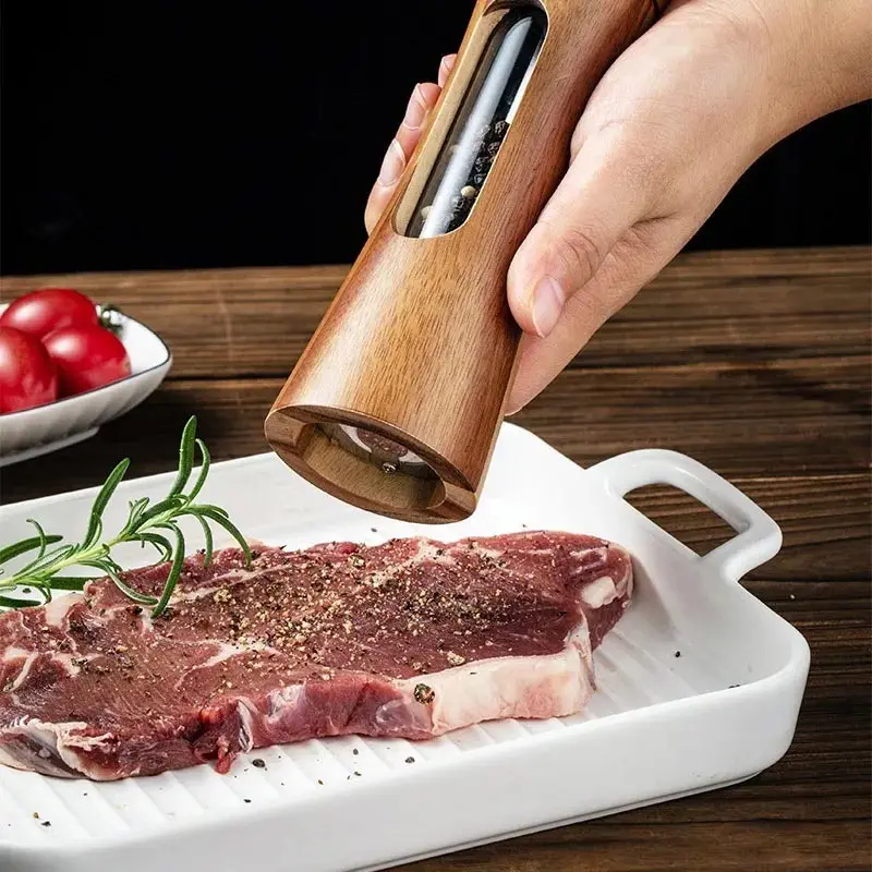 Ручная мельница для специй и морской соли, акриловая, дизайн «Пагода», деревянная, кухонный инструмент, многоразовая
Ручная мельница для специй и морской соли, акриловая, дизайн «Пагода», деревянная, кухонный инструмент, многоразовая