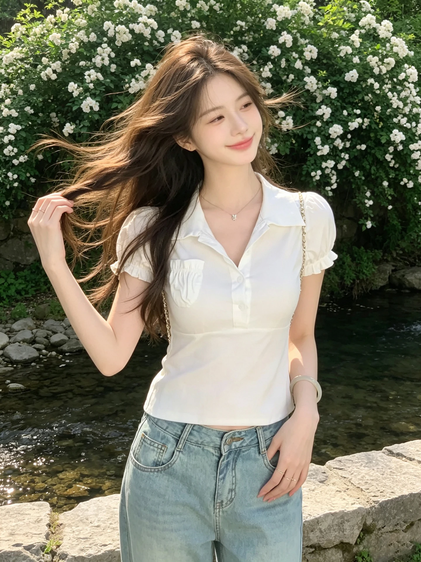 Sweet Short Sleeve Shirt Women's Slim Fit Design Anti-Aging White Bubble Sleeve T-Shirt Top Casual Style Pure Color
Sweet Short Sleeve Shirt Women's Slim Fit Design Anti-Aging White Bubble Sleeve T-Shirt Top Casual Style Pure Color
