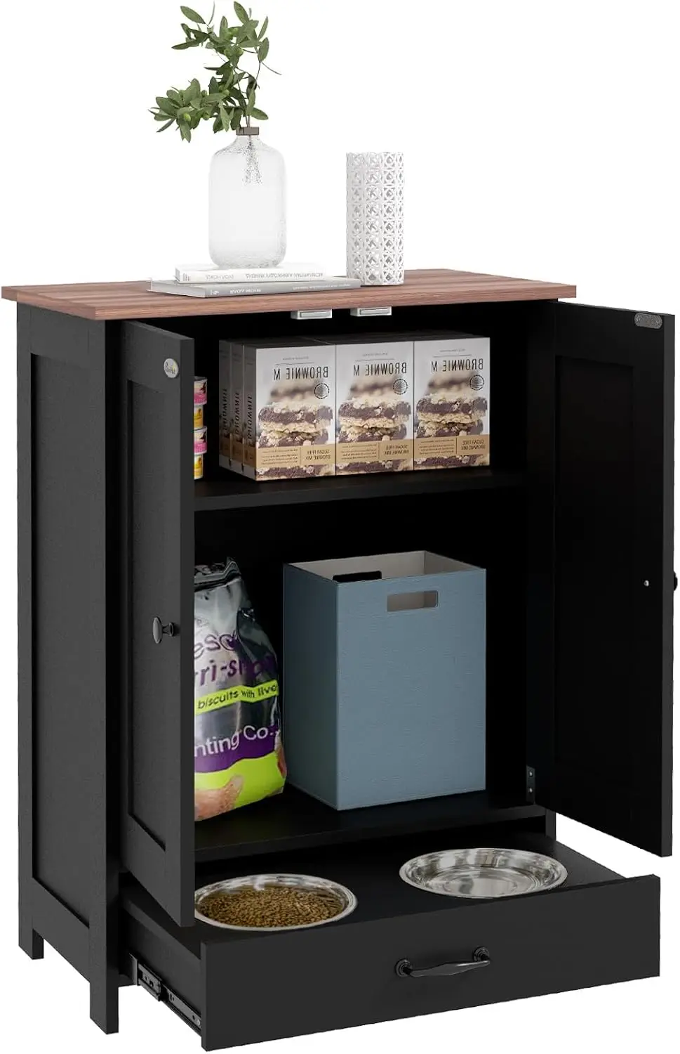 Dog Food Storage Cabinet, Dog Feeding Station with 2 Hidden Dog Bowls, Adjustable Panel, Hook, Pet Feeding Station
Dog Food Storage Cabinet, Dog Feeding Station with 2 Hidden Dog Bowls, Adjustable Panel, Hook, Pet Feeding Station