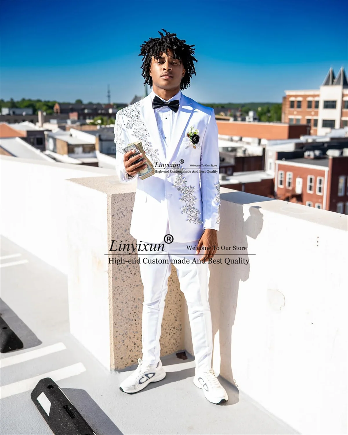 High End Diamond Beaded Men Suits 3 Pieces Sets Groom Blazers Customized Wedding Party Tuxedos Formal Man rajes para hombre
High End Diamond Beaded Men Suits 3 Pieces Sets Groom Blazers Customized Wedding Party Tuxedos Formal Man rajes para hombre