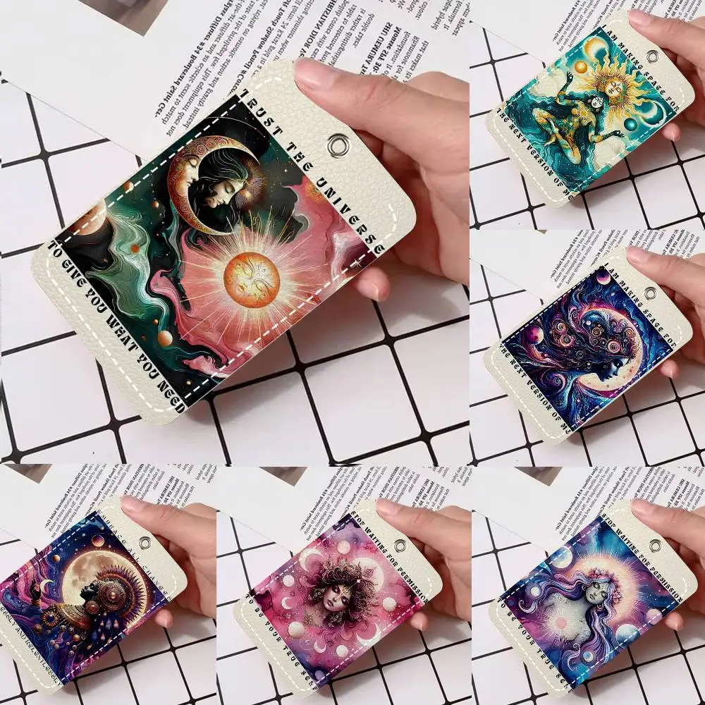 1pc Cosmic Mythology Sun Moon Goddess Spiritual Energy Eye Card Case Keychain Access Card Bag Key Tag Ring Leather Card Holder
1pc Cosmic Mythology Sun Moon Goddess Spiritual Energy Eye Card Case Keychain Access Card Bag Key Tag Ring Leather Card Holder