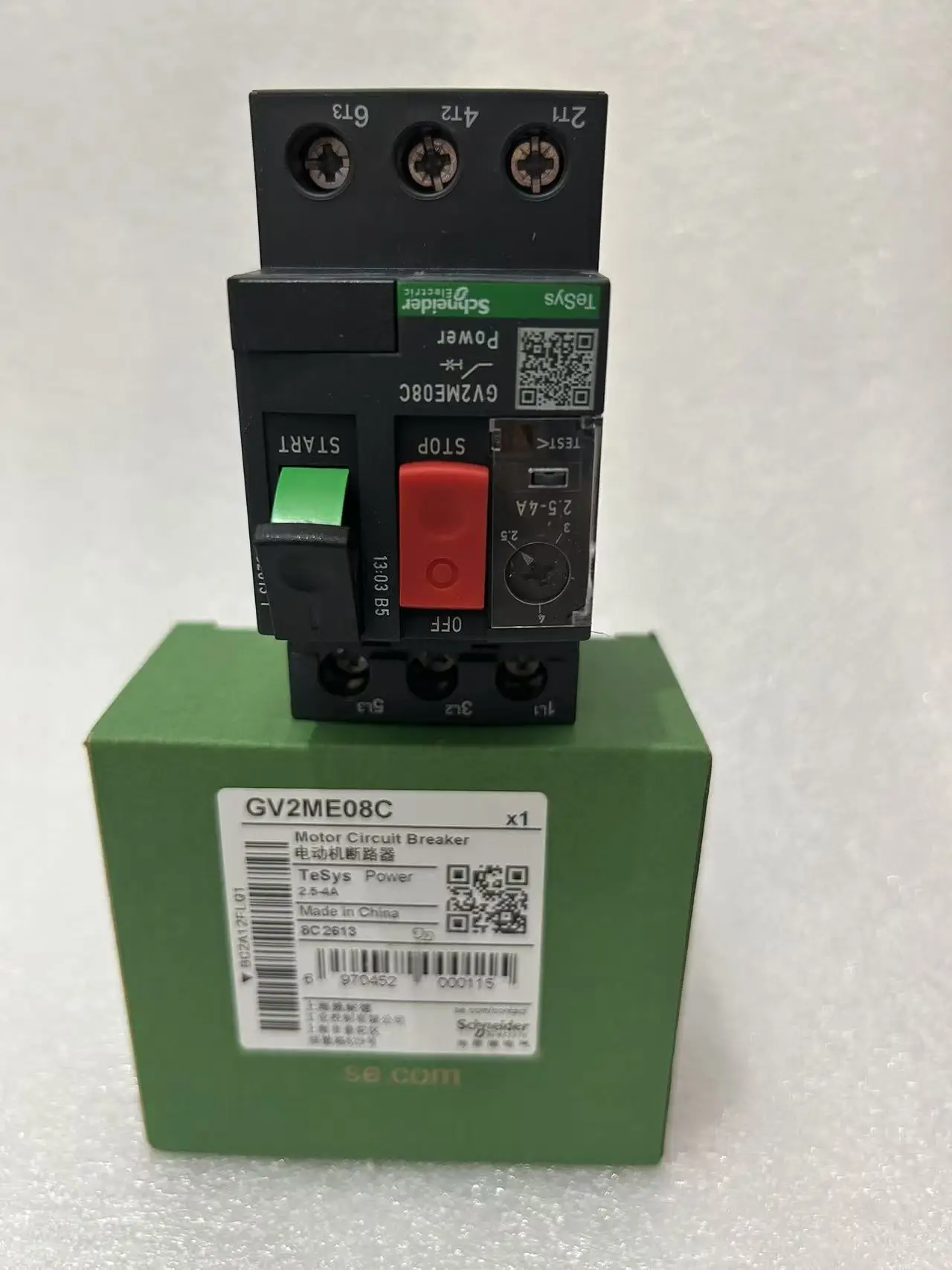 GV2M08 GV2ME08 GV2ME08C GV2-ME08C 2.5-4A Motor circuit breaker, TeSys GV2, 3P, 2.5-4 A, thermal magnetic
GV2M08 GV2ME08 GV2ME08C GV2-ME08C 2.5-4A Motor circuit breaker, TeSys GV2, 3P, 2.5-4 A, thermal magnetic