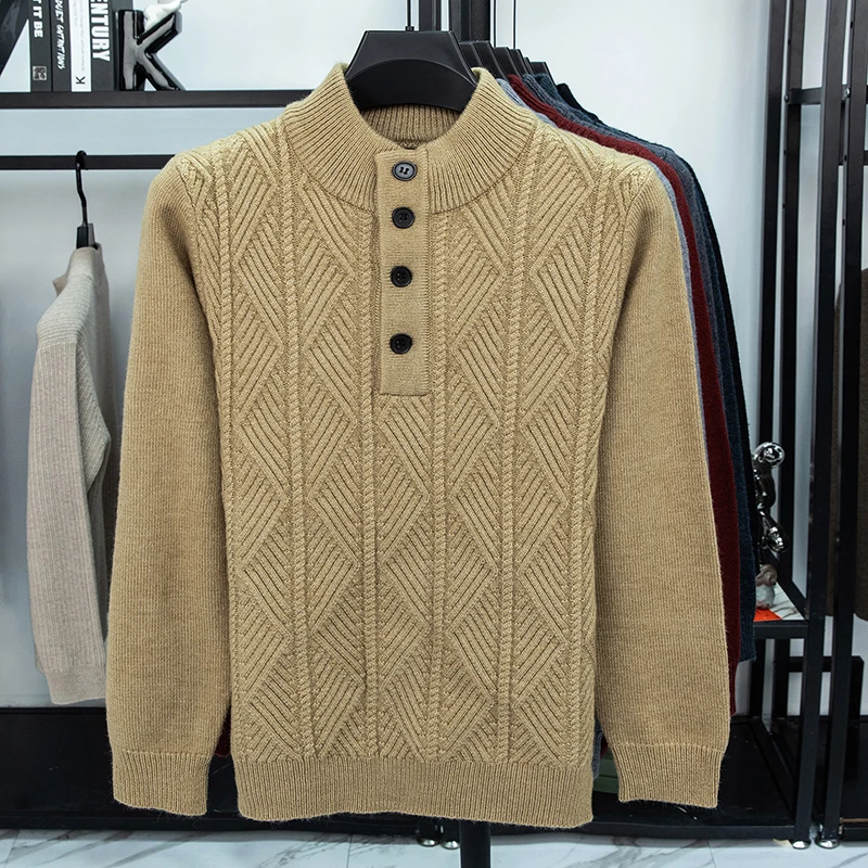 Зимний высококачественный очень толстый шерстяной свитер для мужчин, утолщенный теплый свитер с воротником до половины высоты, чистый цвет, витой цветок
Зимний высококачественный очень толстый шерстяной свитер для мужчин, утолщенный теплый свитер с воротником до половины высоты, чистый цвет, витой цветок