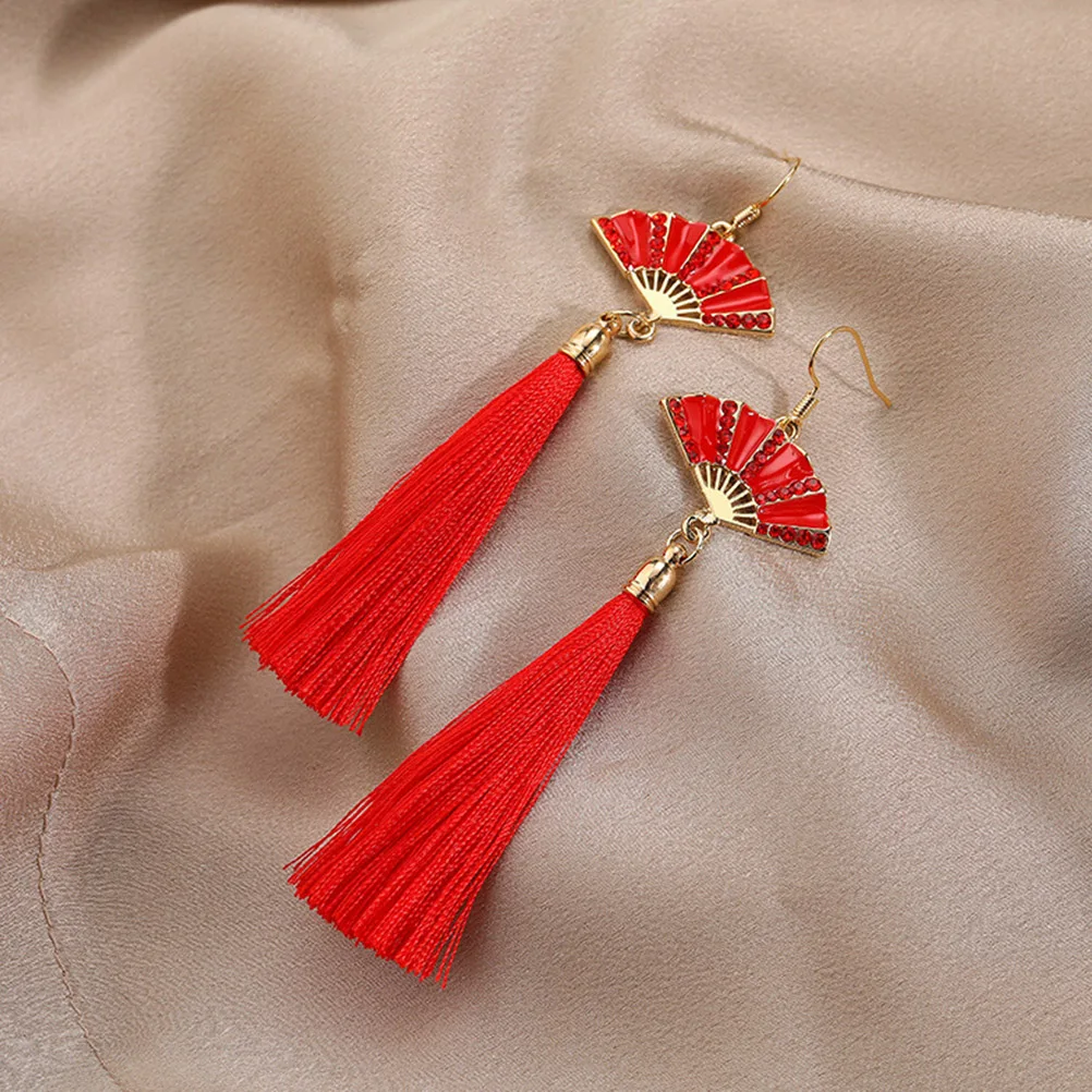Fan Earrings Red Shape Alloy Crafted Jewelry Supplies Tassel Wedding Spring Festival Elegant Ear Studs Women Banquets Parties
Fan Earrings Red Shape Alloy Crafted Jewelry Supplies Tassel Wedding Spring Festival Elegant Ear Studs Women Banquets Parties