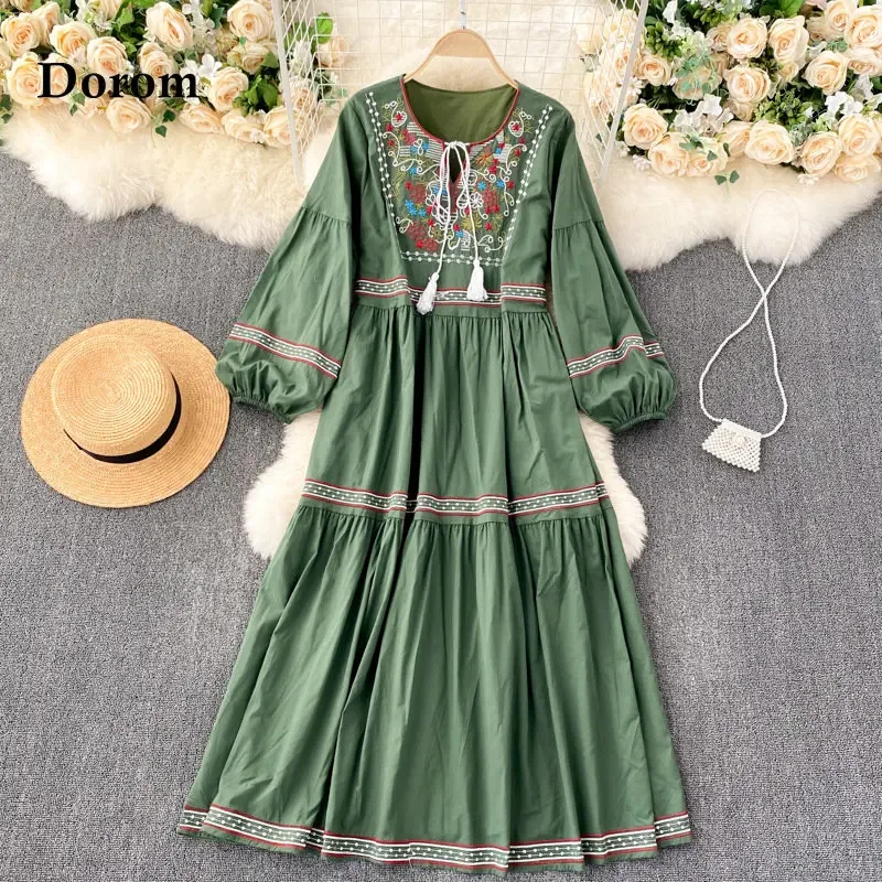 Vintage Flower Embroidery Beach Dress Women Spring Summer Lace-up Puff Sleeve Maxi Dress Casual Loose Party Vestidos Robe Femme
Vintage Flower Embroidery Beach Dress Women Spring Summer Lace-up Puff Sleeve Maxi Dress Casual Loose Party Vestidos Robe Femme