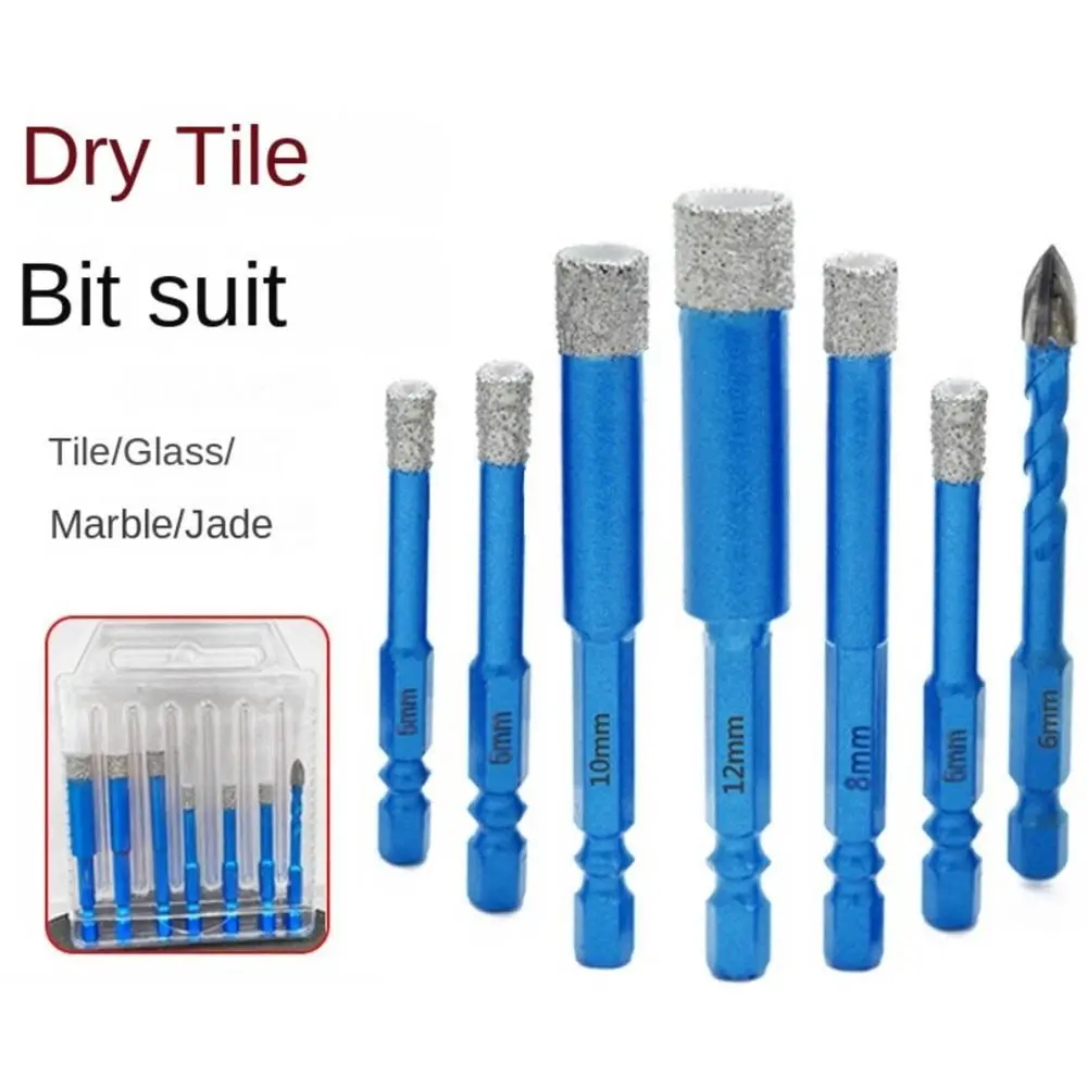 7pcs /set 6-12mm Brazed Dry Drilling Bit Easy Chip Removal Hex Shank Tile Drill Bit Diamond Coated Three Triangular Dril
7pcs /set 6-12mm Brazed Dry Drilling Bit Easy Chip Removal Hex Shank Tile Drill Bit Diamond Coated Three Triangular Dril