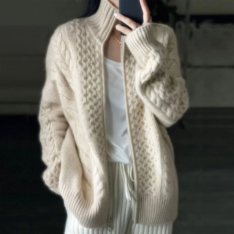 Autumn Winter NewWomen Casual Knit Loose Wool Sweater Larg Size Female Jacket TopsThick Turtleneck Cashmere Knitted Cardigan
Autumn Winter NewWomen Casual Knit Loose Wool Sweater Larg Size Female Jacket TopsThick Turtleneck Cashmere Knitted Cardigan
