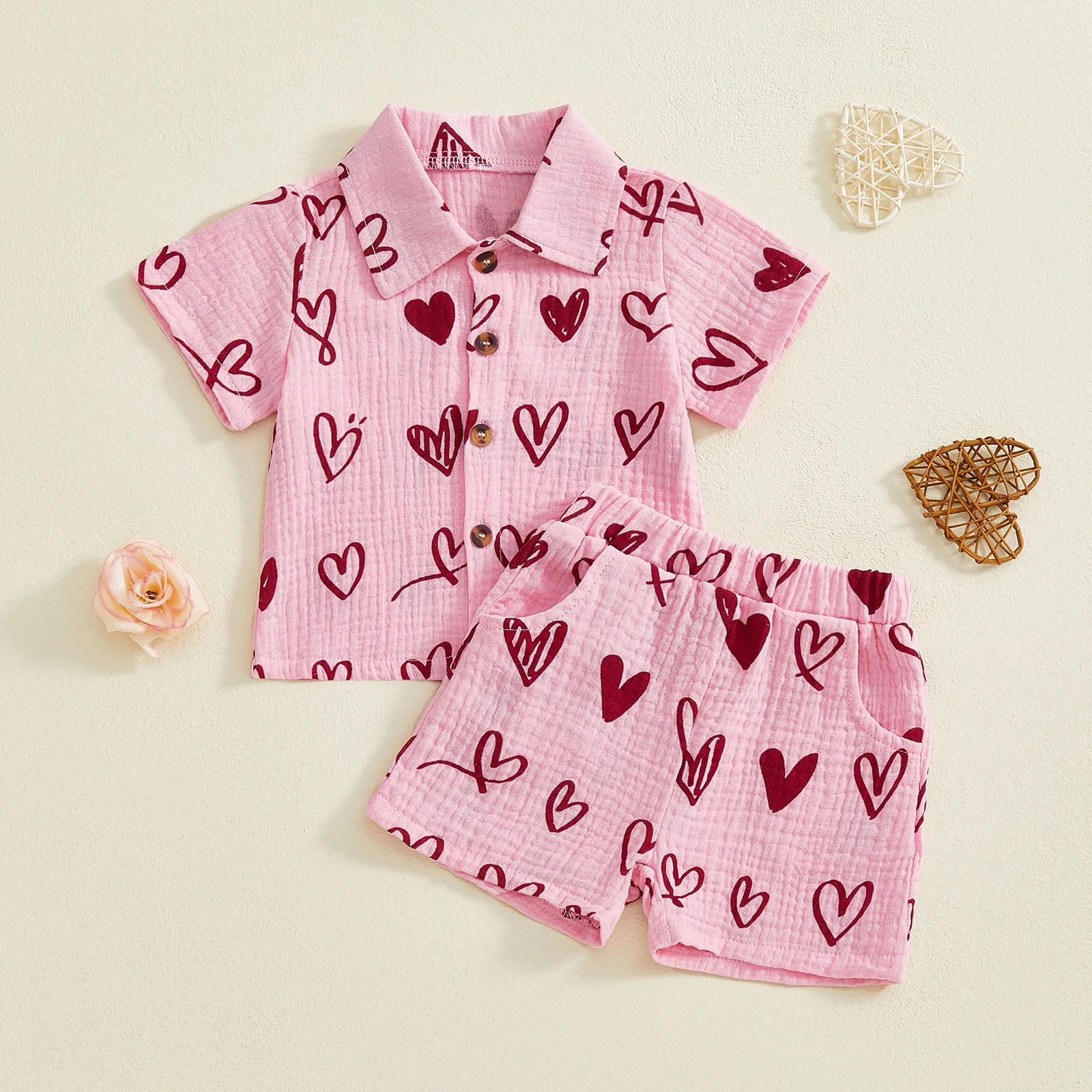 Tregren Toddler Baby Boys Valentine’s Day Outfit Heart Print Short Sleeve Shirt with Elastic Waist Shorts Casual Infant Outfits
Tregren Toddler Baby Boys Valentine’s Day Outfit Heart Print Short Sleeve Shirt with Elastic Waist Shorts Casual Infant Outfits
