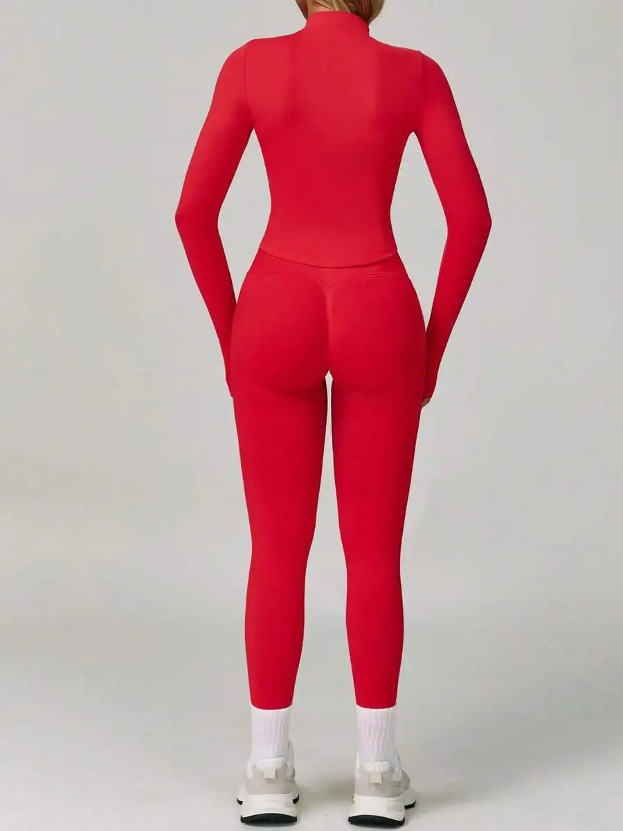 Womens Red Zip-Up Fitness Set With Butt-Lifting Leggings Street Style Gym Wear
Womens Red Zip-Up Fitness Set With Butt-Lifting Leggings Street Style Gym Wear