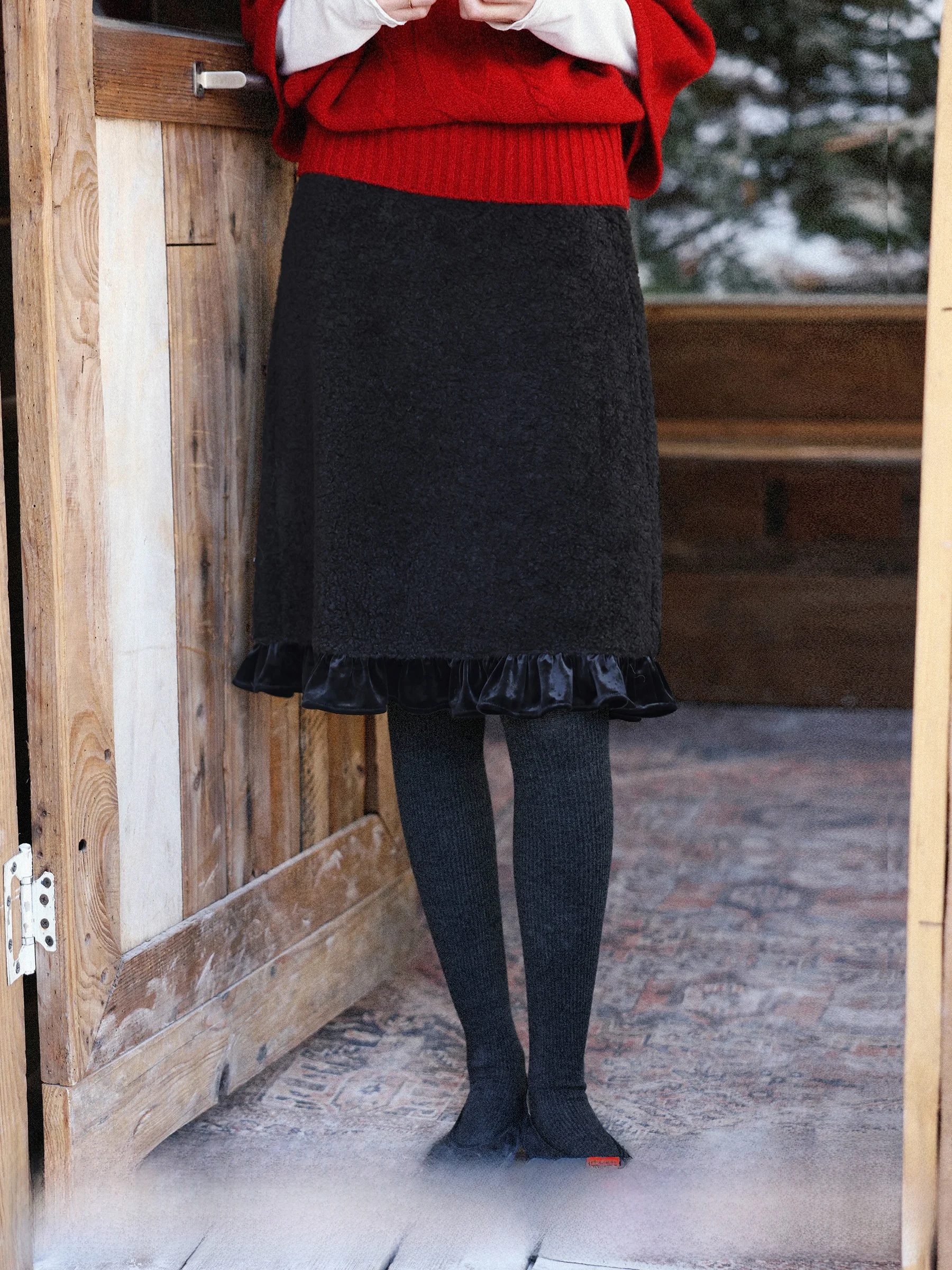 MUNNS Bla Lamb Fur Trim A-Line Skirt Women's Autumn Winter Ele Versatile ort Skirt French Sle Polyester Fabric
MUNNS Bla Lamb Fur Trim A-Line Skirt Women's Autumn Winter Ele Versatile ort Skirt French Sle Polyester Fabric