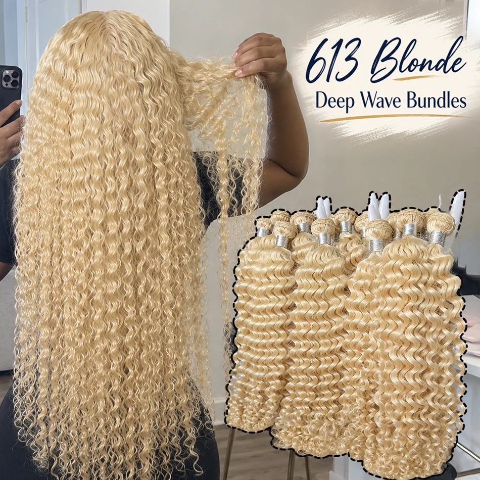 613 Blonde Colored Deep Wave 1/3/4 Bundles Deals Human Hair 10-30 inch Deep Wave Human Hair Bundles Remy Brazilian Hair Extension For Women
613 Blonde Colored Deep Wave 1/3/4 Bundles Deals Human Hair 10-30 inch Deep Wave Human Hair Bundles Remy Brazilian Hair Extension For Women