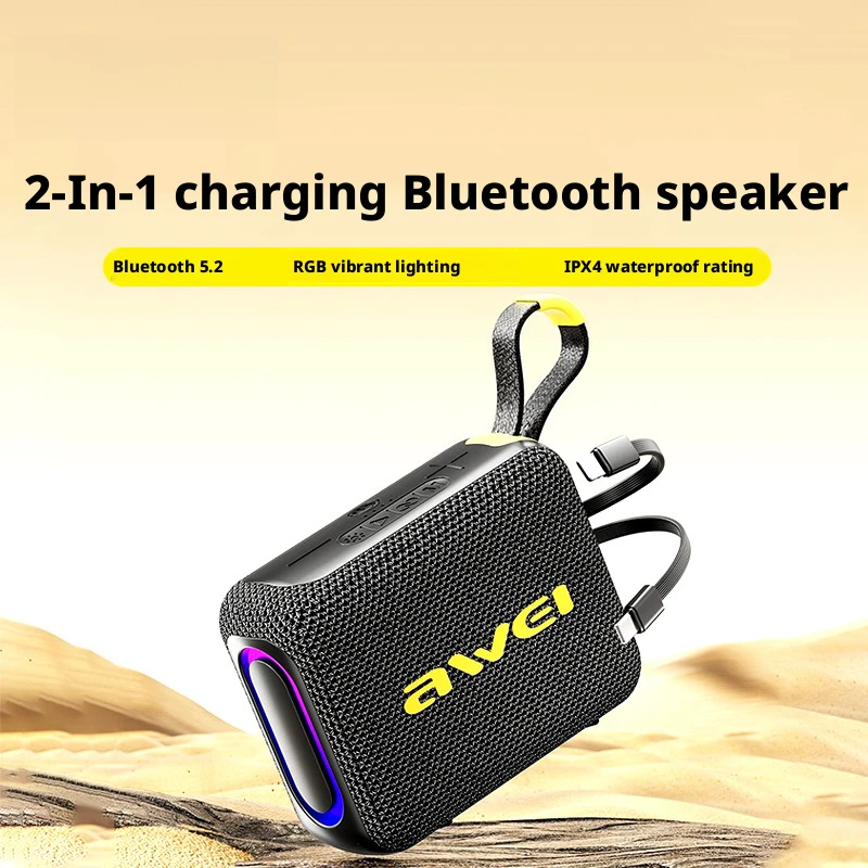 Outdoor Bluetooth Speaker with Power Bank TWS Stereo IPX4 Waterproof RGB Light 10W Bass Built-in Charging Cable
Outdoor Bluetooth Speaker with Power Bank TWS Stereo IPX4 Waterproof RGB Light 10W Bass Built-in Charging Cable