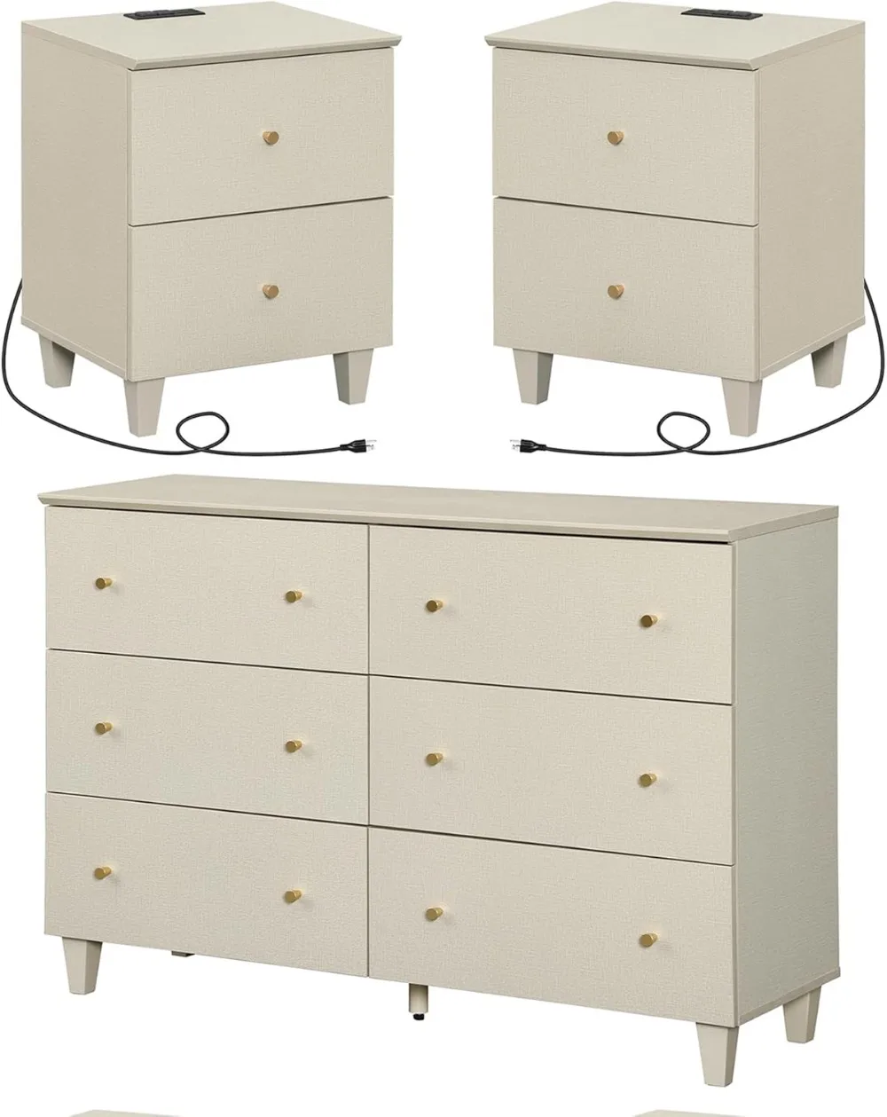 Dresser and Nightstands Set of 3, 47.2 Inches Wood Dresser with 6 Drawers, 2 Pieces Nightstands with Drawers Nightstands
Dresser and Nightstands Set of 3, 47.2 Inches Wood Dresser with 6 Drawers, 2 Pieces Nightstands with Drawers Nightstands