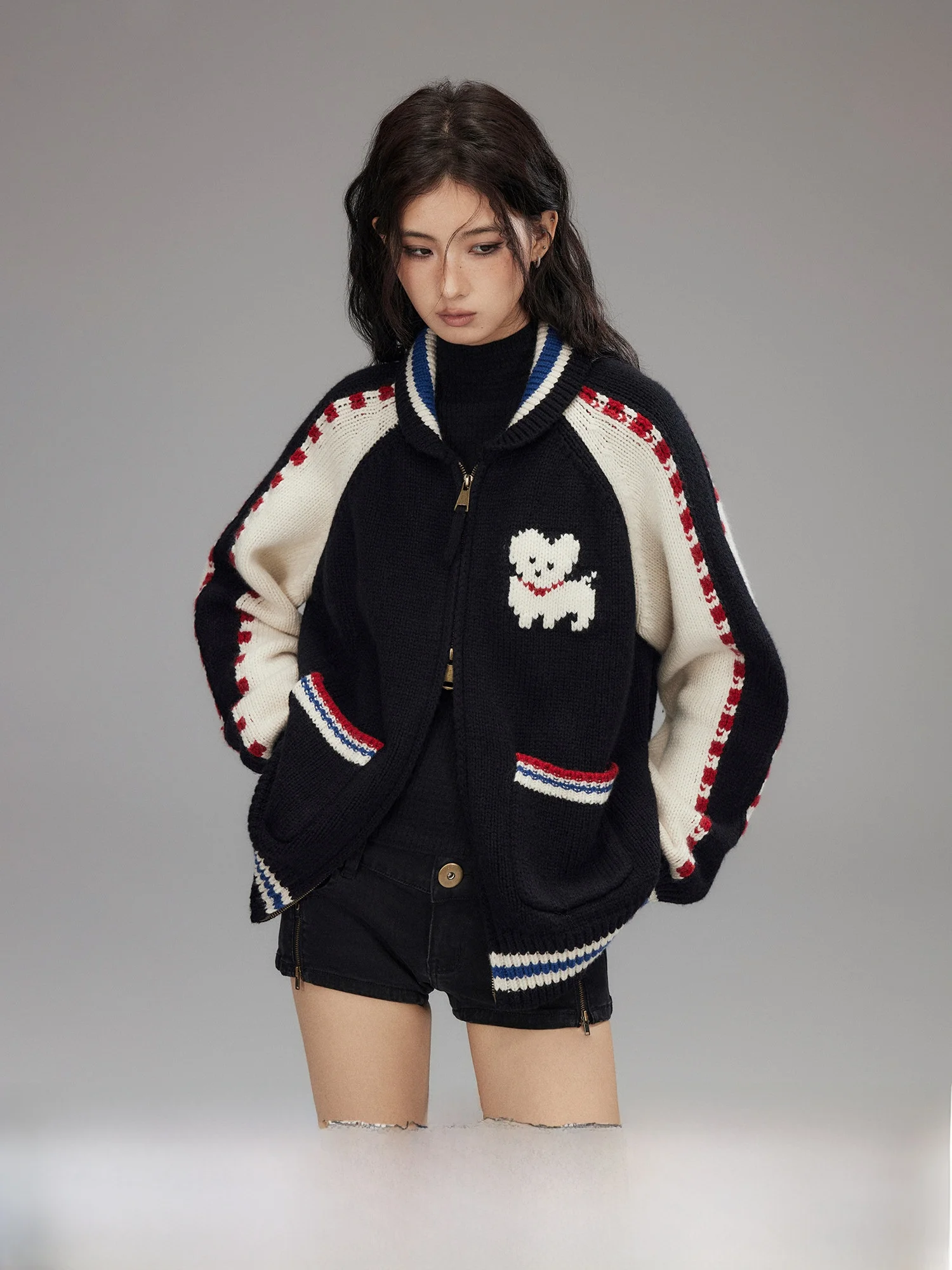 Low Pixel Woolen Knitted Baseball Jaet American Loose Letter Dog Hooked Outerwear Casual Sle Nylon Fabric Ladies Coat
Low Pixel Woolen Knitted Baseball Jaet American Loose Letter Dog Hooked Outerwear Casual Sle Nylon Fabric Ladies Coat