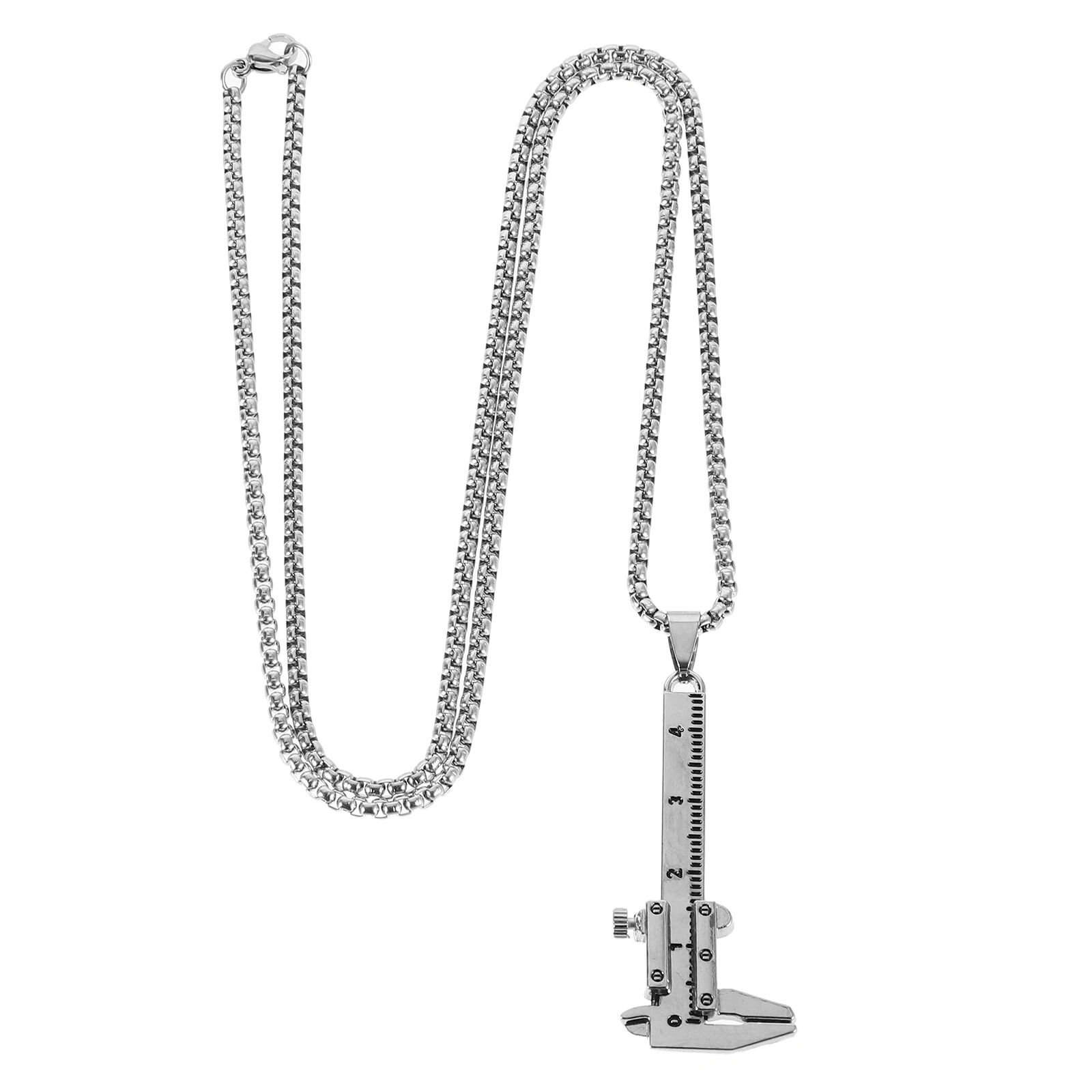 Caliper Sweater Necklace Stainless Steel Chain Functional Measuring Pendant Men Women Fashion Accessory
Caliper Sweater Necklace Stainless Steel Chain Functional Measuring Pendant Men Women Fashion Accessory