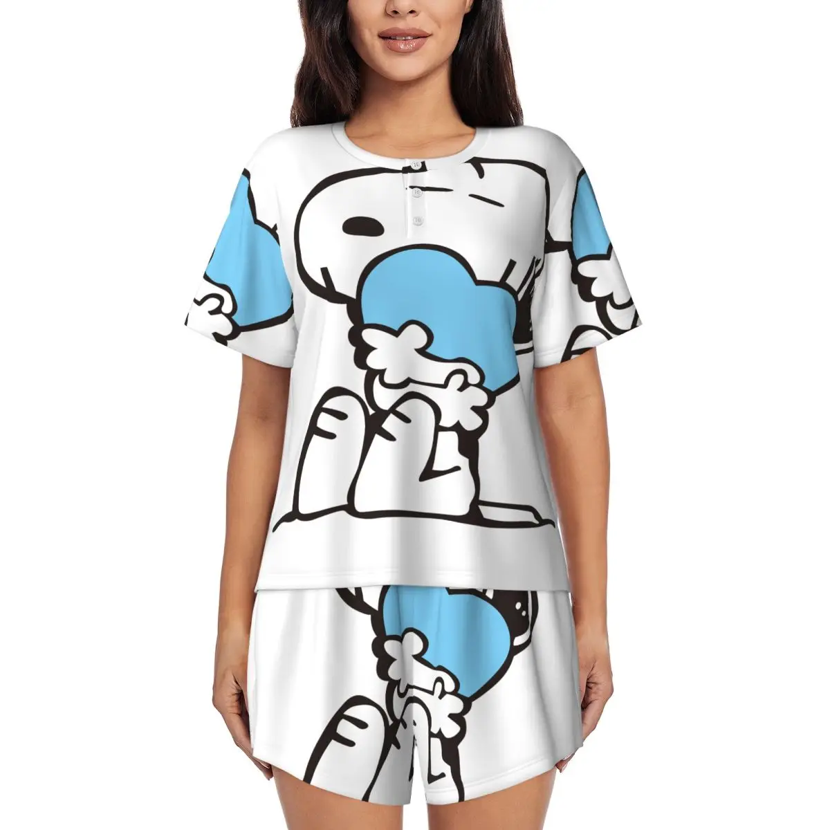 Womens Manga Snoopy Woodstock Cartoon Dog Pajamas Set Custom Printed Short Sleeve Sleepwear Loungewear Pjs 2 Piece Sets
Womens Manga Snoopy Woodstock Cartoon Dog Pajamas Set Custom Printed Short Sleeve Sleepwear Loungewear Pjs 2 Piece Sets