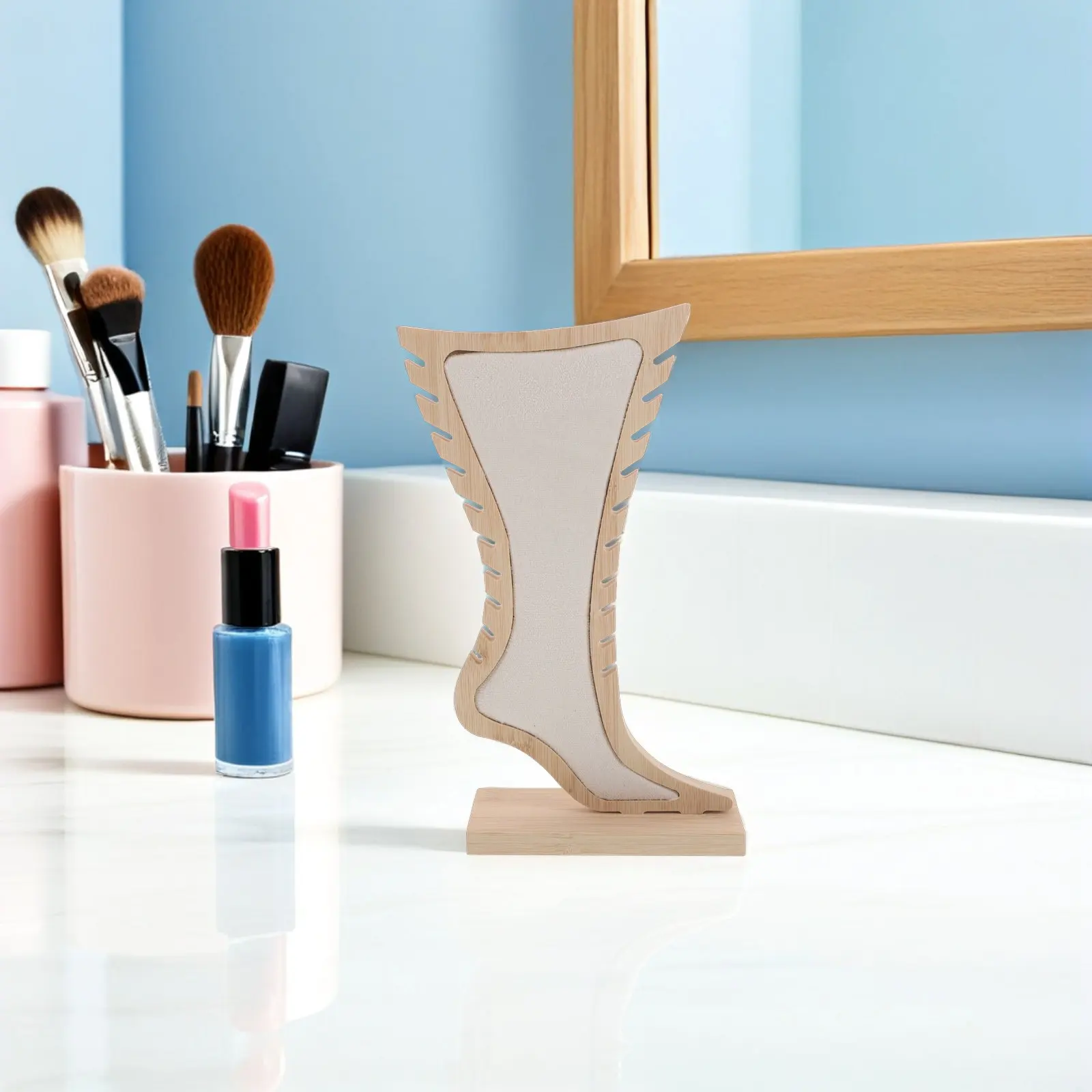 Foot Shaped Wood Anklet Display Stand Beige Minimalist Jewelry Showcase Display Holder Commercial Vendor Rack for Craft Shows
Foot Shaped Wood Anklet Display Stand Beige Minimalist Jewelry Showcase Display Holder Commercial Vendor Rack for Craft Shows