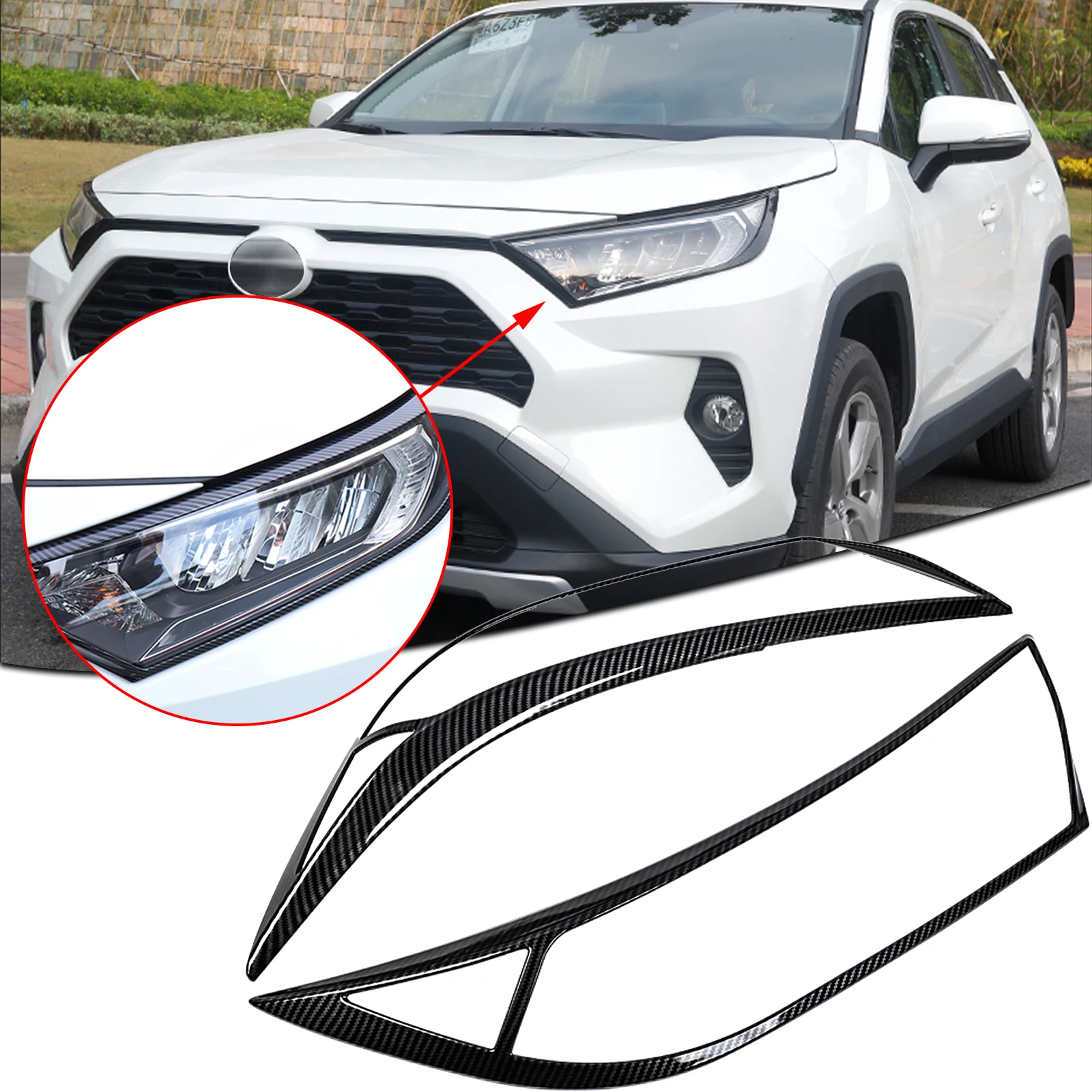 Carbon Fiber Style Front Headlight Headlamp Frame Cover Molding Trims For Toyota RAV4 2019-2021
Carbon Fiber Style Front Headlight Headlamp Frame Cover Molding Trims For Toyota RAV4 2019-2021