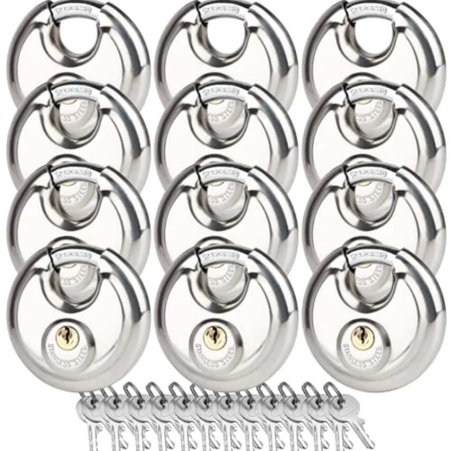 2 Storage Locks for Storage Unit, 2-3/4" Disc Locks Keyed Different, Outdoor Waterproof Stainless Steel Padlocks for Storage Lo
2 Storage Locks for Storage Unit, 2-3/4" Disc Locks Keyed Different, Outdoor Waterproof Stainless Steel Padlocks for Storage Lo