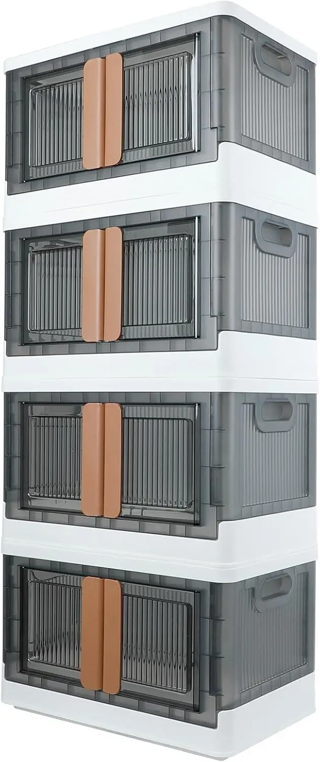 Storage Box, Plastic Cabinet, 8.4 Gallon Capacity (32L Per One), 4 Packs, Stackable Collapsible Drawer, with Door and Buckle, Or
Storage Box, Plastic Cabinet, 8.4 Gallon Capacity (32L Per One), 4 Packs, Stackable Collapsible Drawer, with Door and Buckle, Or