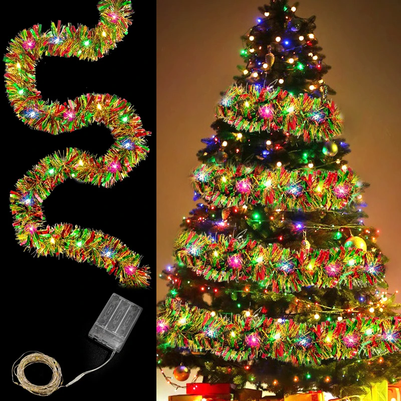 ChristmasTree Decoration Indoor Outdoor Party New Year 2026 5M Festoon Christmas Garland Metallic Shiny Tinsel with LED Lights
ChristmasTree Decoration Indoor Outdoor Party New Year 2026 5M Festoon Christmas Garland Metallic Shiny Tinsel with LED Lights