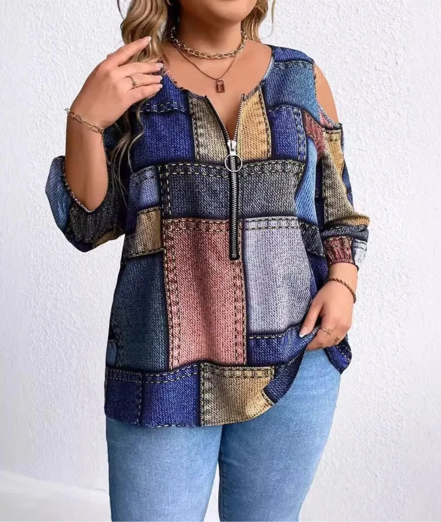 Women's Autumn And Winter Fashion New Long Sleeve Zipper Decoration Off-The-Shoulder Printed Plaid Loose
Women's Autumn And Winter Fashion New Long Sleeve Zipper Decoration Off-The-Shoulder Printed Plaid Loose