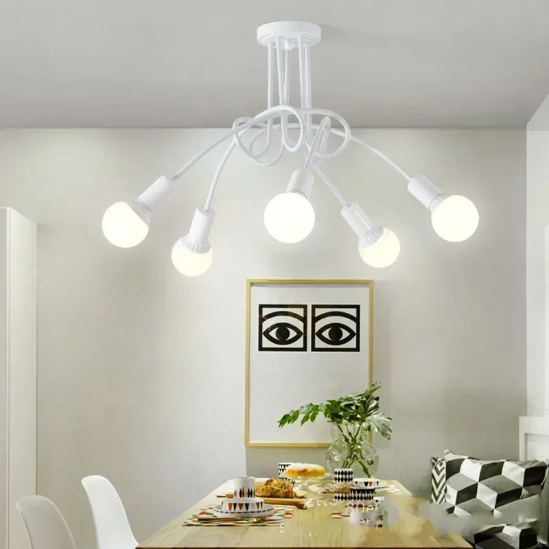 Ceiling Light Wrought Iron LED E27 Chandelier Black and White Lamp Living Room Decoration Home Lighting Fixture
Ceiling Light Wrought Iron LED E27 Chandelier Black and White Lamp Living Room Decoration Home Lighting Fixture