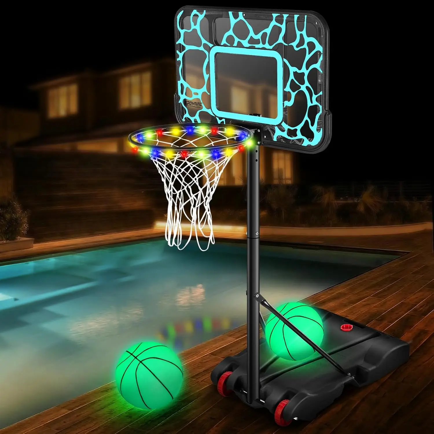 Portable Pool Basketball Hoop with LED, 7-Level Height Adjustable Swimming Pool Basketball Goal System, Includes PC Shatterproof Backboard and 2 Balls, Outdoor Water Basketball Accessories
Portable Pool Basketball Hoop with LED, 7-Level Height Adjustable Swimming Pool Basketball Goal System, Includes PC Shatterproof Backboard and 2 Balls, Outdoor Water Basketball Accessories