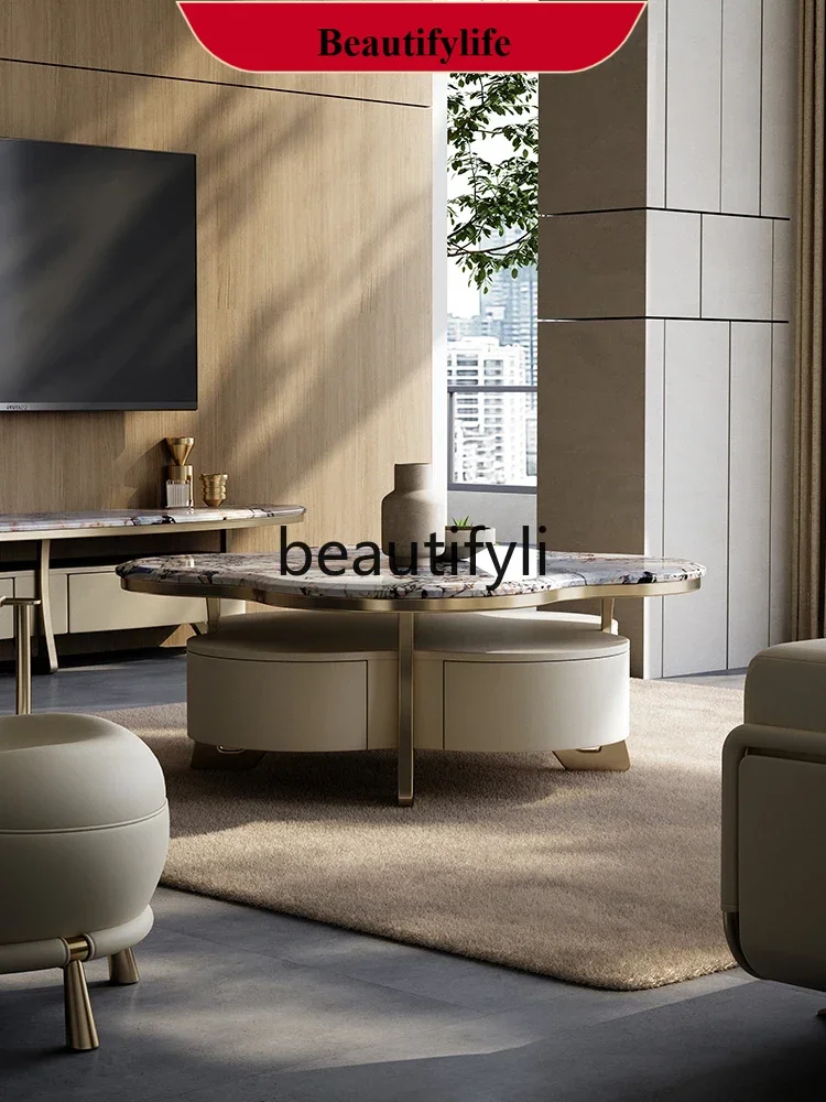 Light luxury natural marble cloud small coffee table modern home high-end marble coffee table G1218 
Light luxury natural marble cloud small coffee table modern home high-end marble coffee table G1218