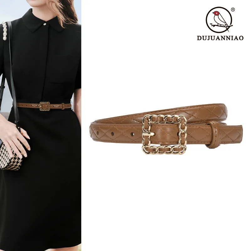 Vintage Small Fragrance Diamond Leather Small Belt with Jeans Versatile Cowhide Belt Women's Decorative Skirt Waist Belt
Vintage Small Fragrance Diamond Leather Small Belt with Jeans Versatile Cowhide Belt Women's Decorative Skirt Waist Belt