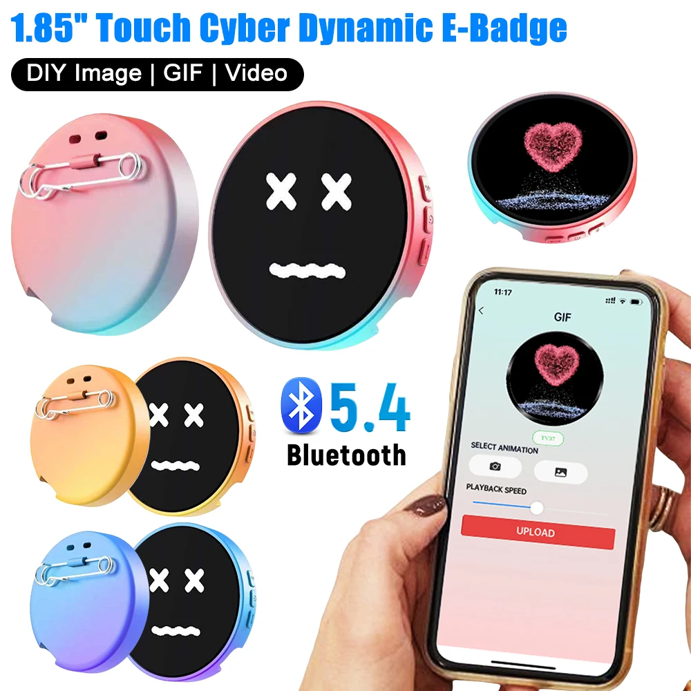1.85 Inch Cyber Dynamic E-Badge Bluetooth Electronic Gradient Pin High-End Touch Screen Display Anime Badge For Birthday Gifts
1.85 Inch Cyber Dynamic E-Badge Bluetooth Electronic Gradient Pin High-End Touch Screen Display Anime Badge For Birthday Gifts