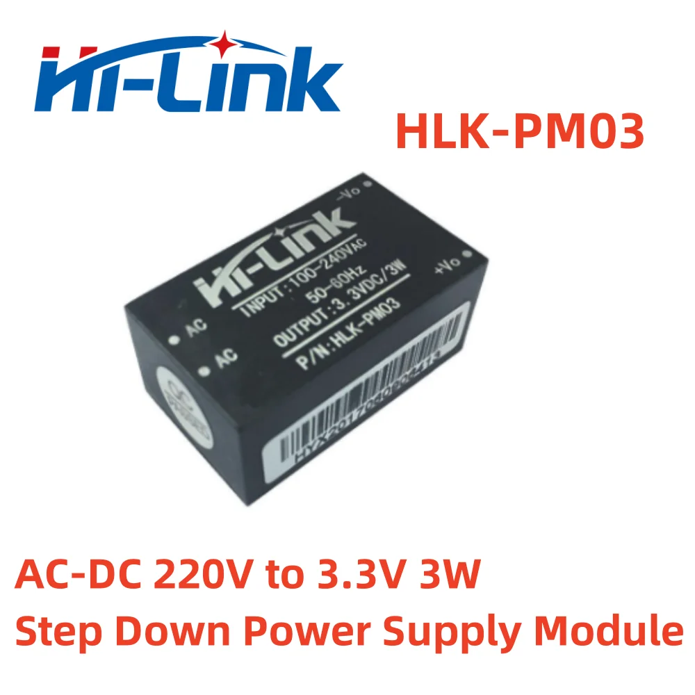HLK-PM03 Hi-Link оригинальный от 220 В до 3 Вт, 3,3 В, 1 А, модуль понижающего источника питания постоянного и переменного тока
HLK-PM03 Hi-Link оригинальный от 220 В до 3 Вт, 3,3 В, 1 А, модуль понижающего источника питания постоянного и переменного тока