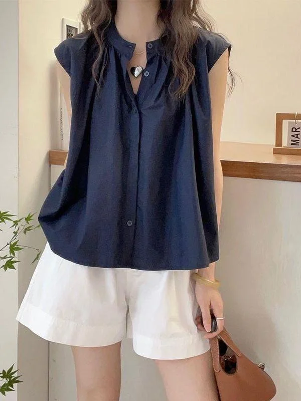 Sweet Simple Folded Hem Shirt Women's Summer Fashion New Arrival Korean Style Short Sleeve Collar Casual Loose Fit Shirt
Sweet Simple Folded Hem Shirt Women's Summer Fashion New Arrival Korean Style Short Sleeve Collar Casual Loose Fit Shirt