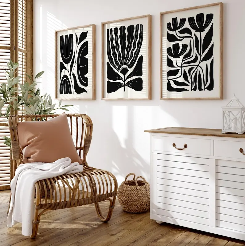 3Pcs/Set Bohemian Black Flower Market Canvas Printing Abstract Retro Plant Gallery Exhibition Art Poster for Modern Home Decor
3Pcs/Set Bohemian Black Flower Market Canvas Printing Abstract Retro Plant Gallery Exhibition Art Poster for Modern Home Decor