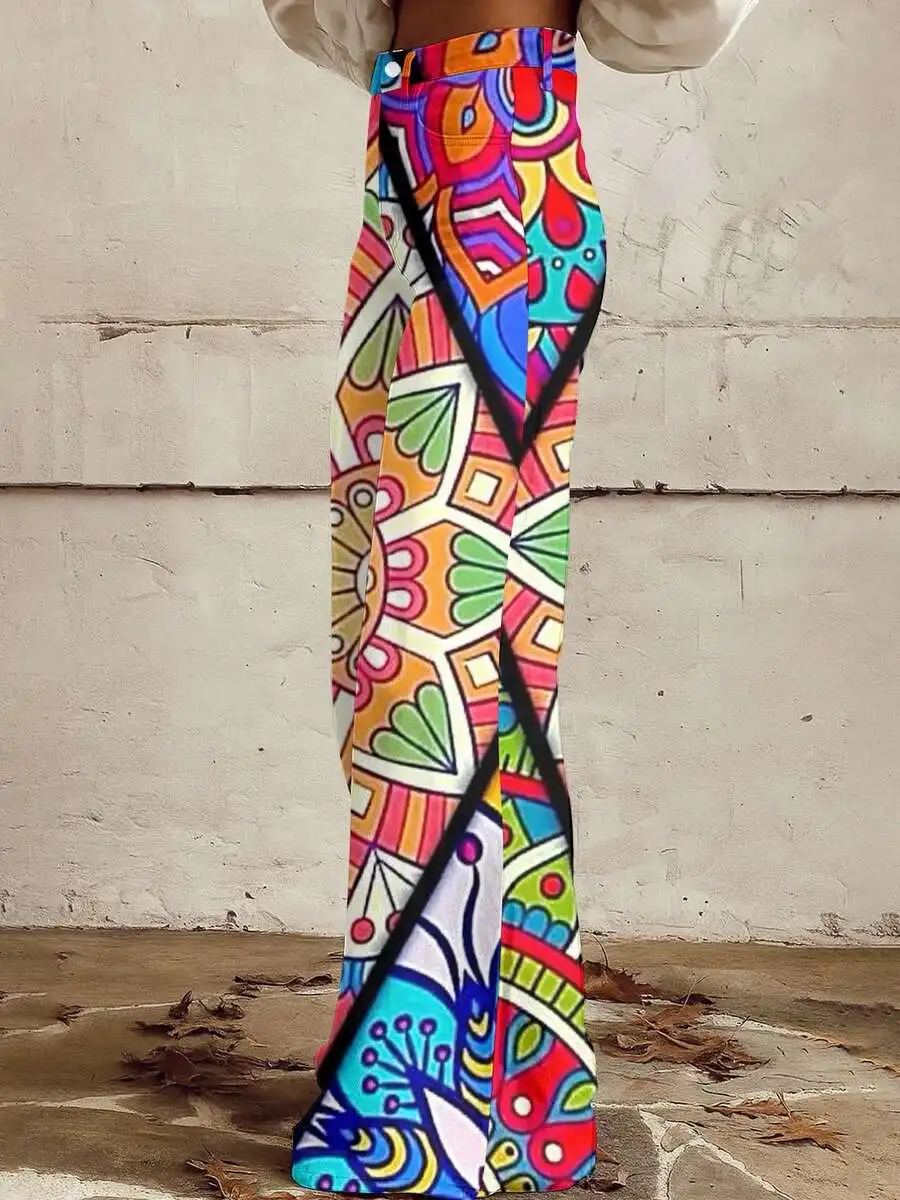Colorful Mandala Print Wide Leg Jeans Women Boho Casual Summer Pants
Colorful Mandala Print Wide Leg Jeans Women Boho Casual Summer Pants