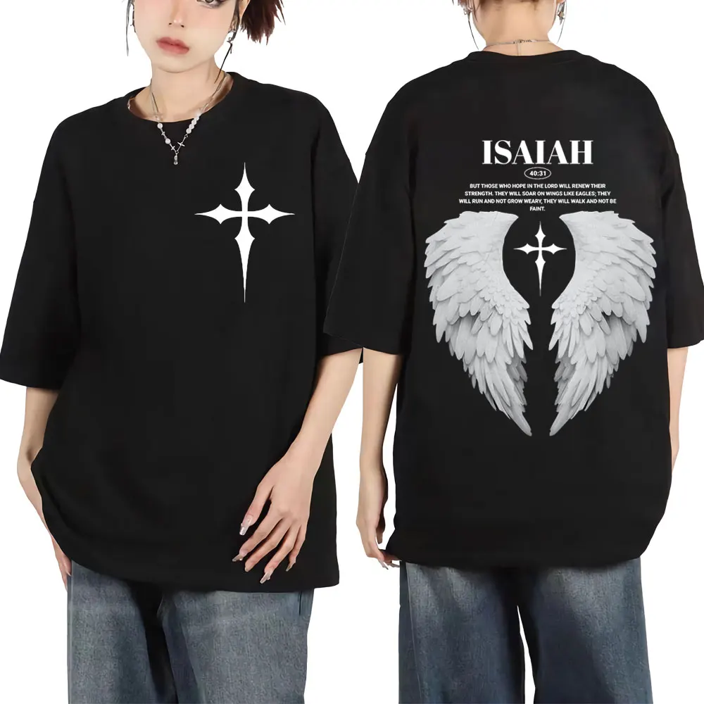 Christian Jesus Wing Bible Verse T Shirts Harajuku Aesthetic Short Sleeve T-shirt Men Women Casual Fashion Oversized T-shirts
Christian Jesus Wing Bible Verse T Shirts Harajuku Aesthetic Short Sleeve T-shirt Men Women Casual Fashion Oversized T-shirts