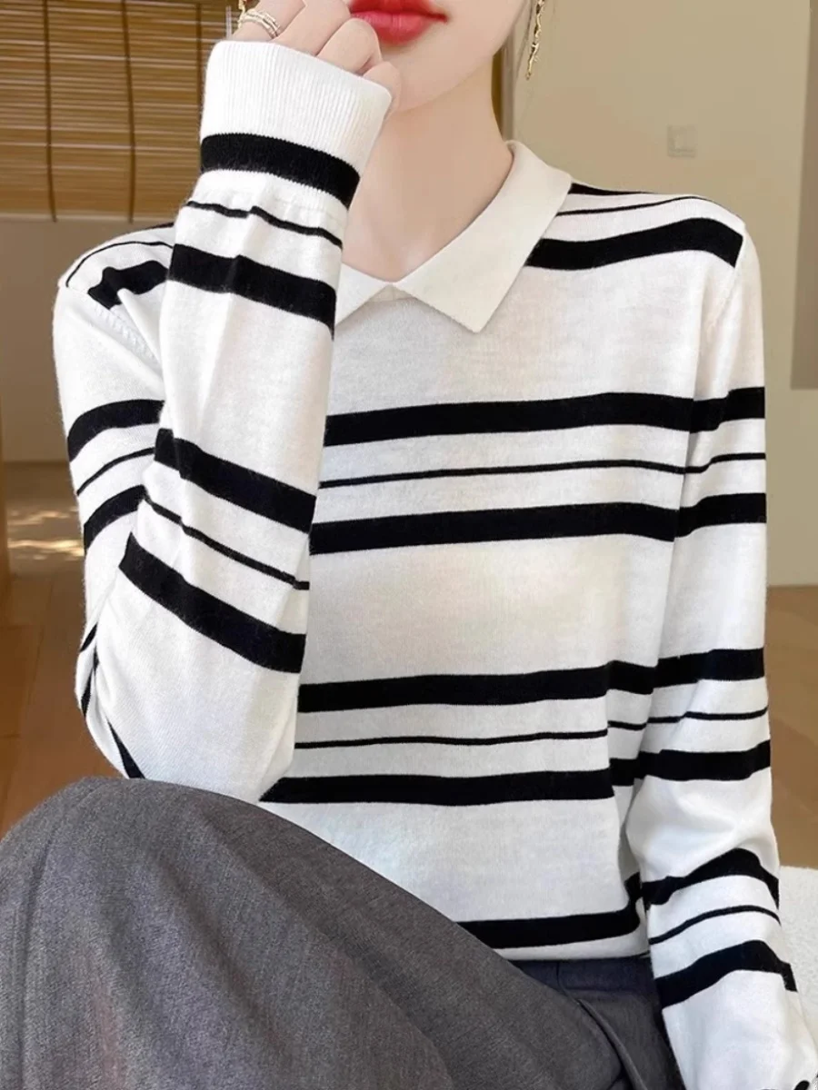 Весна 2025: Новинка! Тонкий вязаный лонгслив с полосками, облегающий, для повседневной носки, базовый слой, свитер для города, стандартный крой.
Весна 2025: Новинка! Тонкий вязаный лонгслив с полосками, облегающий, для повседневной носки, базовый слой, свитер для города, стандартный крой.