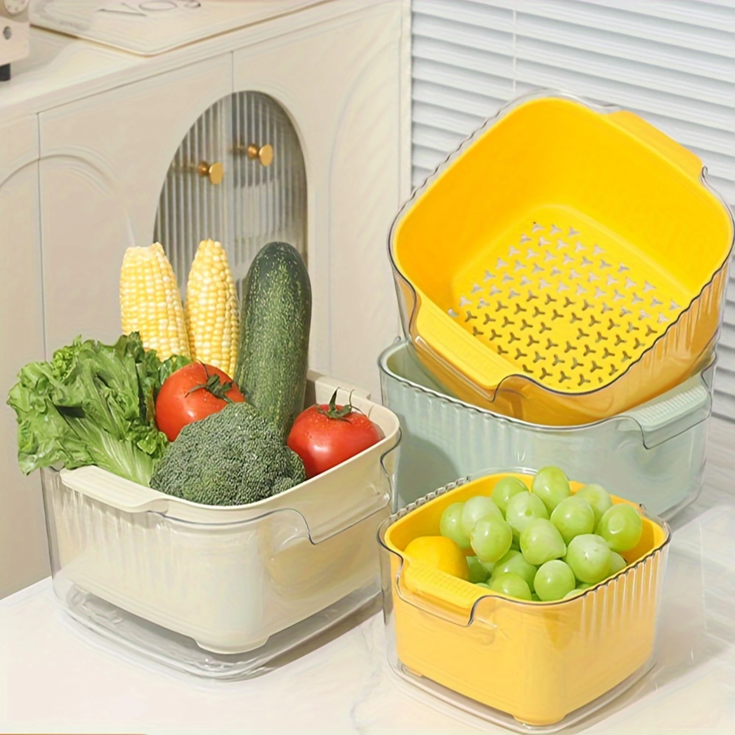 2-Piece Heavy-Duty Double-Layer Fruit & Vegetable Washing Basket With Drainage - Kitchen Colander Set
2-Piece Heavy-Duty Double-Layer Fruit & Vegetable Washing Basket With Drainage - Kitchen Colander Set