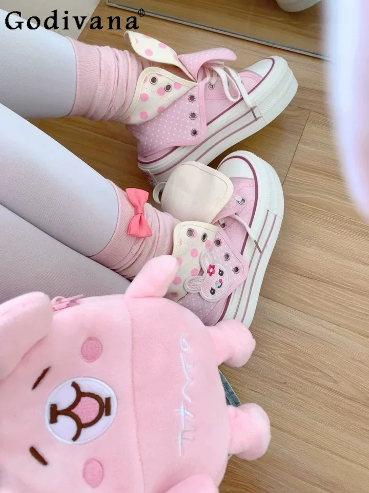Japanese Original Lolita Sweet Cute Polka Dot Platform High-top Canvas Shoes Fashion Casual Comfortable Cartoon Women's Shoes
Japanese Original Lolita Sweet Cute Polka Dot Platform High-top Canvas Shoes Fashion Casual Comfortable Cartoon Women's Shoes