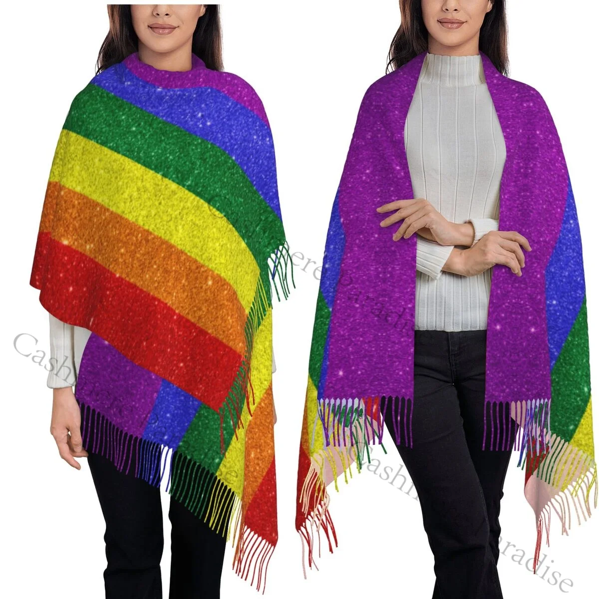 Блестящий Радужный флаг гордости, женская шаль из пашмины, шарф с бахромой, длинный большой шарф
Блестящий Радужный флаг гордости, женская шаль из пашмины, шарф с бахромой, длинный большой шарф
