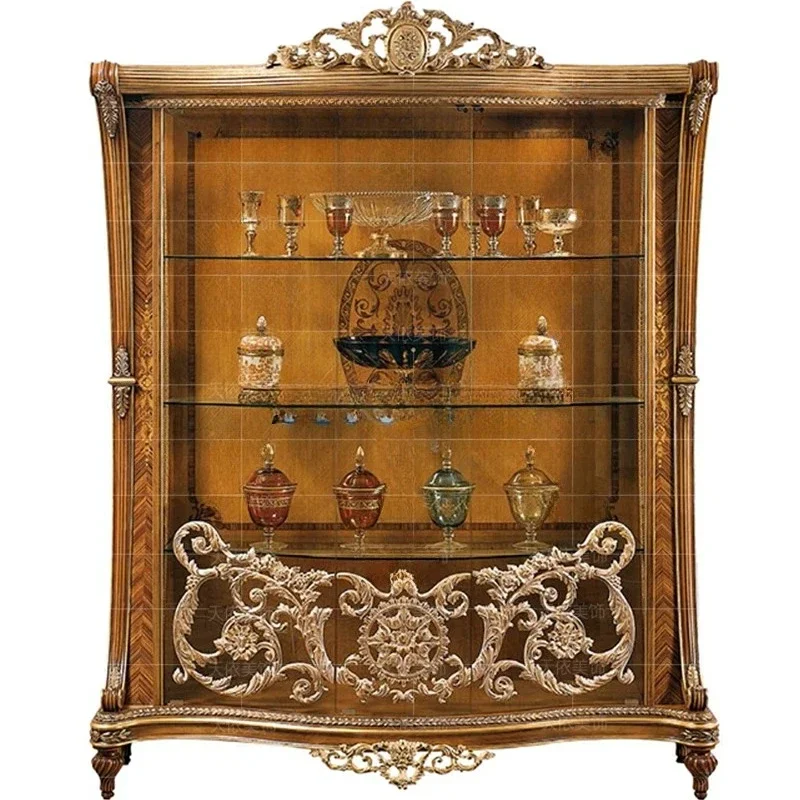 European glass door wine cabinet solid wood carving flower retro dining side cabinet
European glass door wine cabinet solid wood carving flower retro dining side cabinet