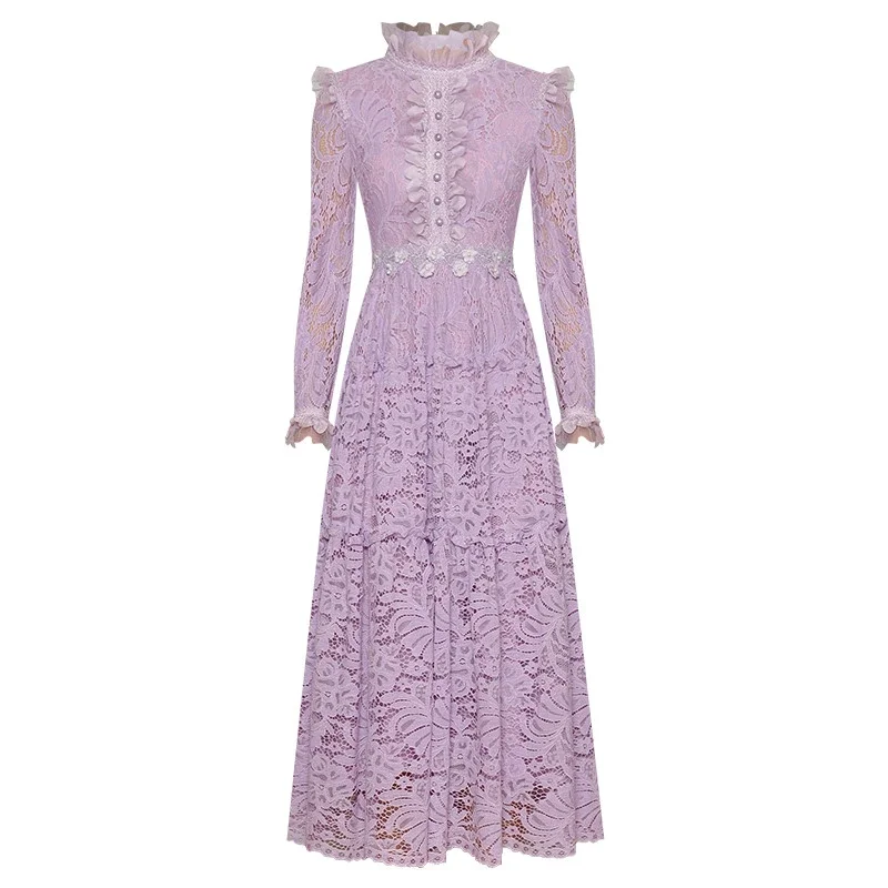 2023 New Fashion Designer Clothes Spring Autumn Women's Stand Collar Long Sleeve Lace Applique Elegant Dresses
2023 New Fashion Designer Clothes Spring Autumn Women's Stand Collar Long Sleeve Lace Applique Elegant Dresses