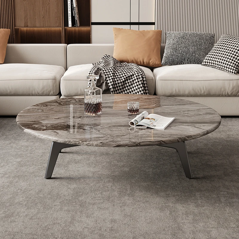 Nordic marble coffee table modern simple Venetian brown round tea table, titanium stainless steel creative living room
Nordic marble coffee table modern simple Venetian brown round tea table, titanium stainless steel creative living room