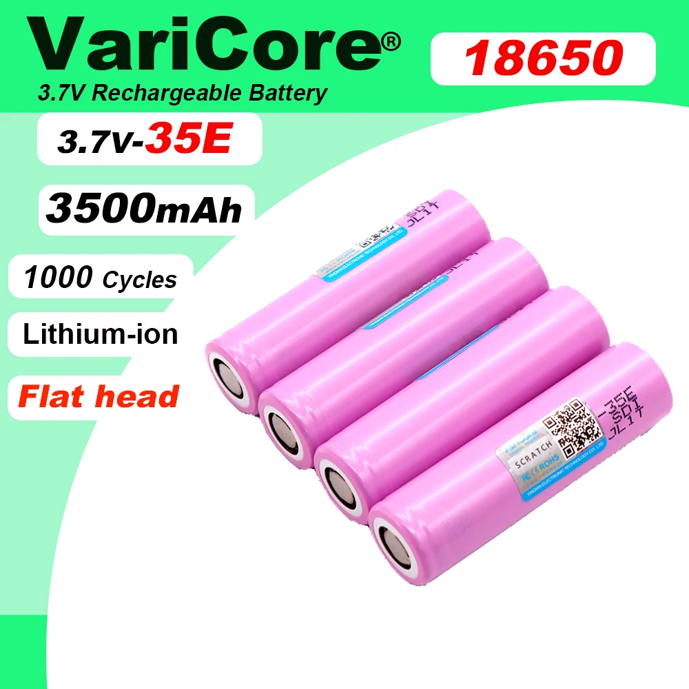 VariCore Original INR18650-35E 3,7 В 3500 мАч Макс. 13 А Разрядная батарея для батарей для фонариков
VariCore Original INR18650-35E 3,7 В 3500 мАч Макс. 13 А Разрядная батарея для батарей для фонариков