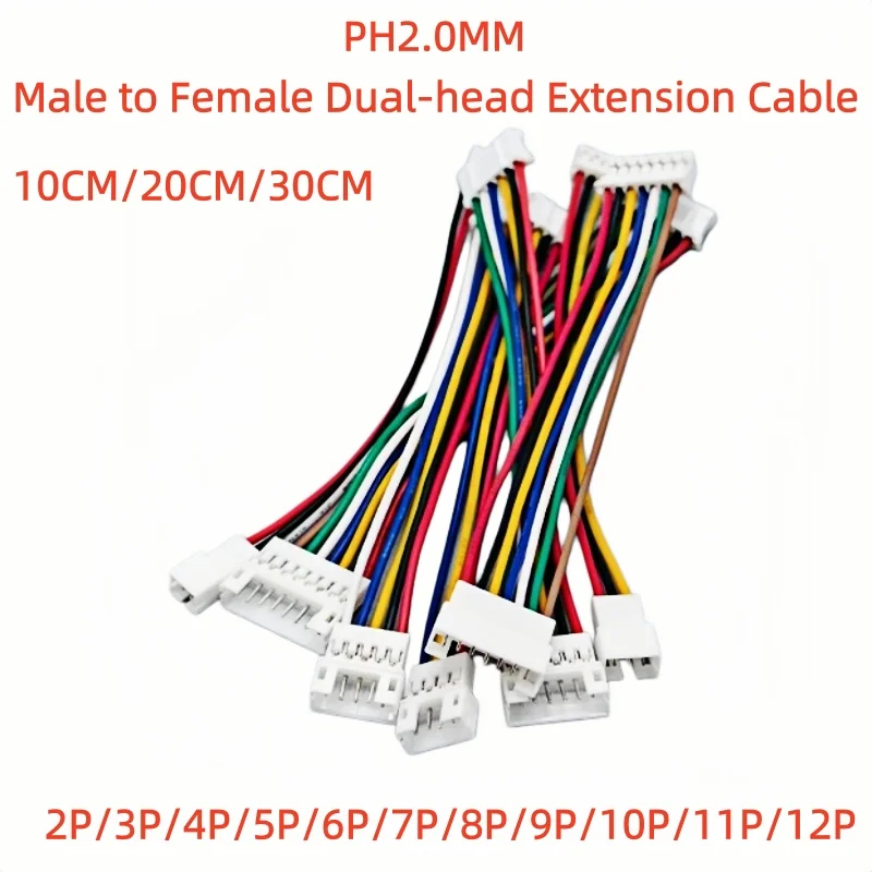JST PH2.0 Extension Line 2P/3P/4P/5/6/7/8/9/10/11/12Pin PH 2.0mm Male To Female Connector With Cable Length 10CM 20CM 30CM 26AWG
JST PH2.0 Extension Line 2P/3P/4P/5/6/7/8/9/10/11/12Pin PH 2.0mm Male To Female Connector With Cable Length 10CM 20CM 30CM 26AWG